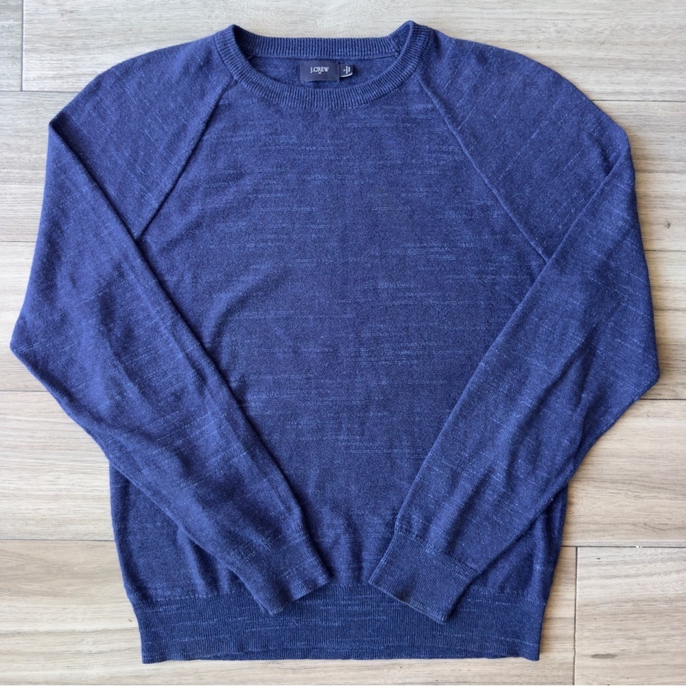 J. Crew Navy Pullover Crew Neck Cotton Sweater Size Small